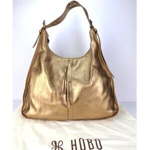 EUC Hobo MARLEY CAMEO Hobo Leather Shoulder Bag GOLD Vintage Pearlescent